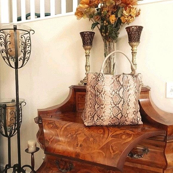 UNBELIEVABLE PYTHON SNAKESKIN GENUINE! tote bag - Picture 2 of 9